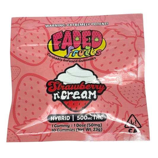 Faded Fruits – Strawberry N’ Cream Gummies | 500mg THC